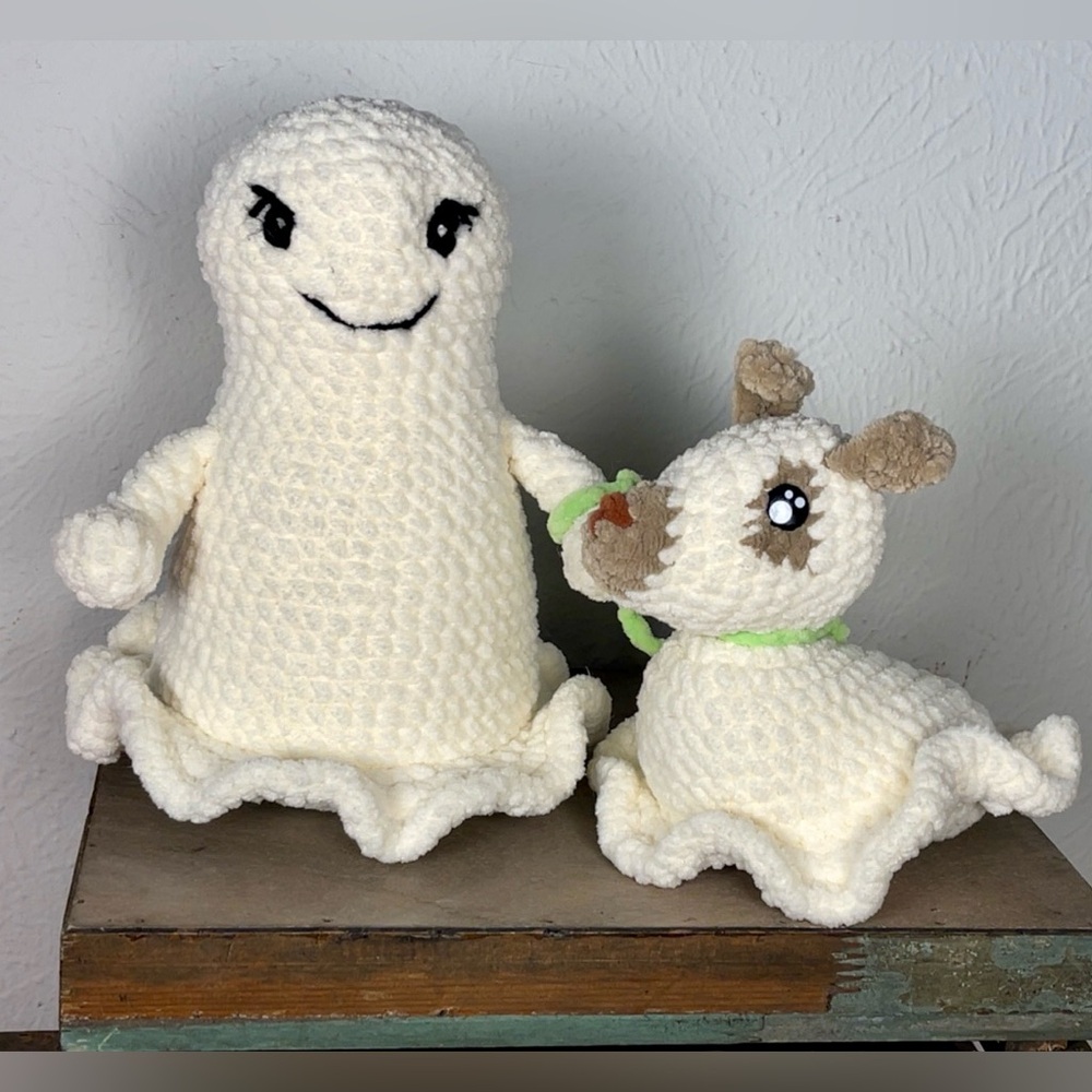 Handmade Crochet Ghost and Dog Set
